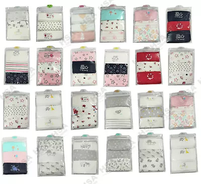 £7.99 • Buy Baby Toddler Girl Boy 100% Cotton Short Sleeve 3 Pack Body Vests NEW YEAR SALE