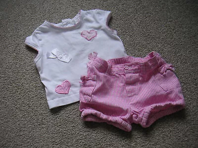 Baby Girls Top/shorts Set Outfit 2 Piece Age 6-9 Months Guc • £2