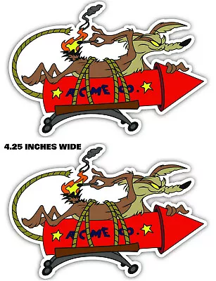 Wile E. Coyote Funny 2-pack Rat Rod Hot Rod Vintage Racing Rat Fink Decal • $4.99