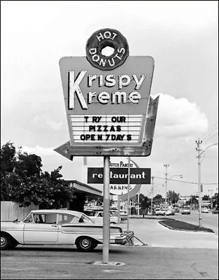 1960's Krispy Kreme Photo Large 11X14 - Donut Doughnut  Street Sign • $12.95