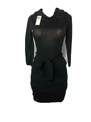 BCBGMAXAZRIA Black Wool Ruffle Knit MIRIAM Dress Womens Size XSp Casual New $328 • $15