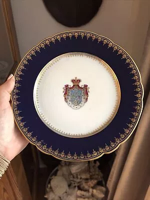 Vintage Rare Richard Ginori Cobalt Blue Gilt Encrusted 8 1/4” Heraldic Crown • $95