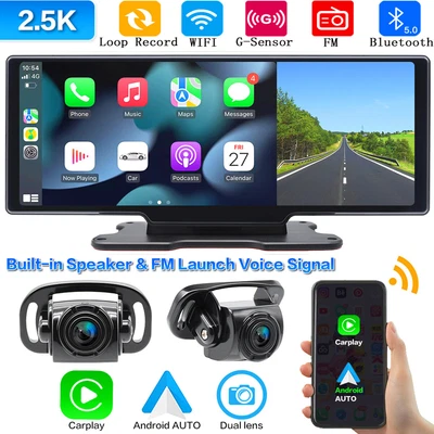 $249.59 • Buy Wireless CarPlay Android Auto BT Touchscreen Dash Cam DVR Reversing For Truck RV