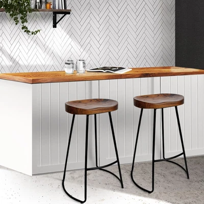 $155.95 • Buy Artiss 2 X Vintage Tractor Bar Stools Wooden Stool Industrial Chairs Set Black