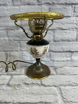 Vintage Ceramic And Brass Electric Table Lamp Old Oil Lamp Style Cherubs Light • $36.68