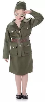 WW2 Army Uniform + Hat Girls Fancy Dress 1940s Military Childrens Kids Costumes • £13.99