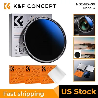 K&F Concept Multicoated Variable Neutral Density ND Lens Filter ND2-400 37-82 Mm • $24.99