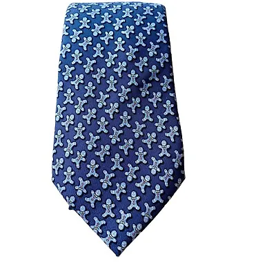 Vineyard Vines  Boys  100% Silk Tie Gingerman Blue Gingerbread NWT • $30