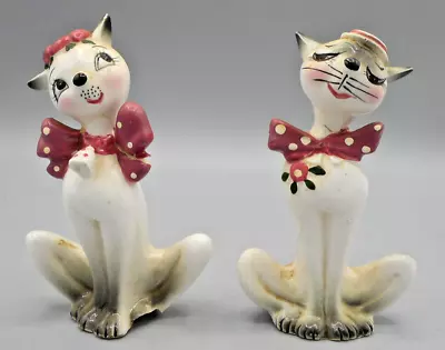 Vintage Shafford Japan Salt & Pepper Shaker Set Siamese Cats Couple Fun Smiling • $28