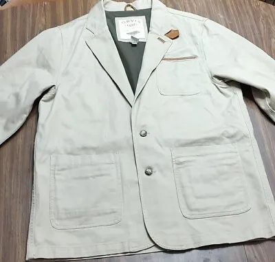 MENS Orvis Zambezi Twill Leather Detailed Hunting Safari Jacket Sport Coat Sz 42 • $54.99