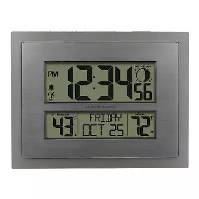 Silver Atomic Wall/Table Clock With Moon Phase & Calendar • $28.02