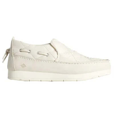 Sperry MocSider Quilted Slip On  Womens Off White Flats Casual STS87046 • $19.99