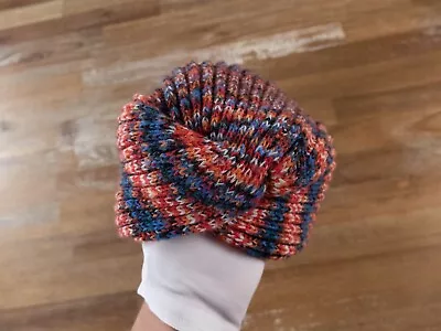 MISSONI Red & Blue Turban Style Chunky Wool Beanie Hat One Size Authentic • $109