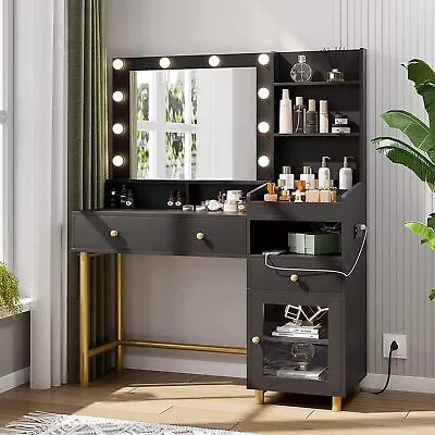 Makeup Vanity Desk With Lights Vanity Table With Charging Station 10 Light Bulbs • $189.99