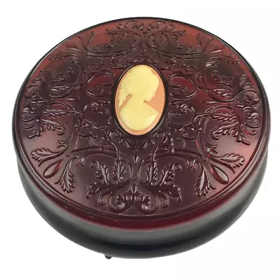 Avon Vintage Powder Puff Plastic Case With Cameo Intricate Design Top • $80