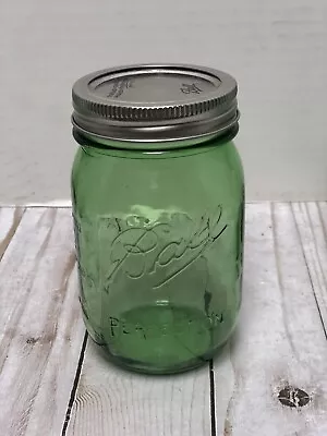 BALL Vintage Style Green Pint Jar W/Lid 100 Yr Of American Heritage USA ~ 4 Left • $11.99