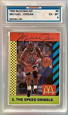 1990 McDONALDS #5 SPD DRIBBLE Michael Jordan Raw Pre Grade 6 Ex-Mt Great Gifts • $45