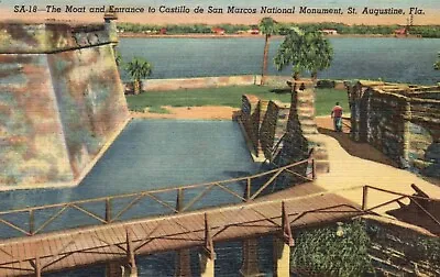 $0.47 • Buy St. Augustine, FL, Castillo De San Marcos Moat, Linen Vintage Postcard E6542