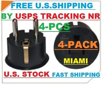 4-PACK   US To European EU 3 Prong 2 Pin Plug Travel Converter Grounded Adapter  • $9.99