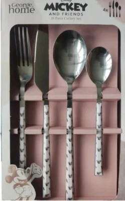 BNIB Disney Mickey 16 Piece Cutlery Set Black And White  • £29.99