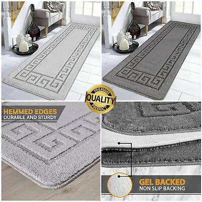 £9.99 • Buy Non Slip Grey Area Rugs Long Hallway Runner Carpet Washable Kitchen Floor Mats