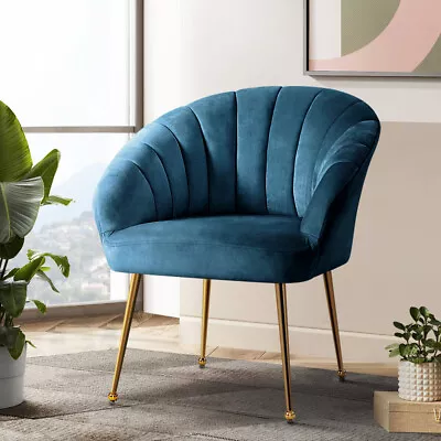 Artiss Armchair Lounge Chair Armchairs Accent Chairs Navy Blue Velvet Sofa Couch • $154.95