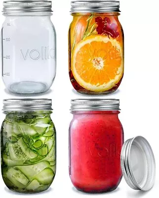 Mason Jars Glass Overnight Oat With Regular And 2 Part Lid For Pickling Canning • £13.99