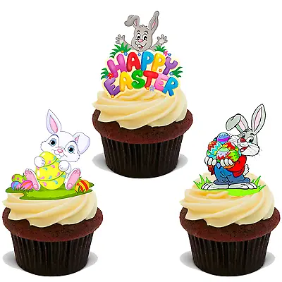 30 PREMIUM EASTER STAND UP EDIBLE RICE CARD FLAT Cup Cake Toppers Decorations D6 • £6.87