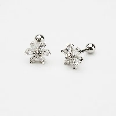 2 Pcs Vintage Stainless Steel Sunflower Flower Daisy CZ Stud Earrings Piercing  • $9.99