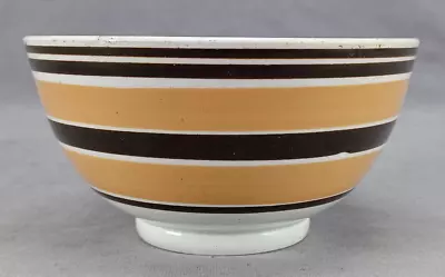 British Mochaware Brown & Orange Annular Bands Waste Bowl C. 1815 • $125