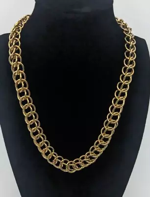 Vintage Trifari Gold Tone Double Link Chain Necklace 17.5  • $29.99