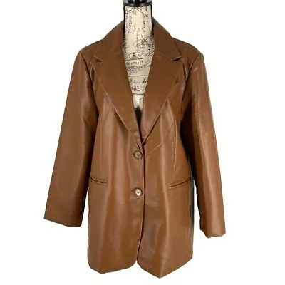 $136 • Buy NWT $458 Rebecca Minkoff Cognac Lambskin Blazer Jacket XL