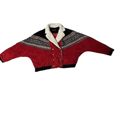 Zaful Womens Sherpa Tribal Print Western Boho Chic Corduroy Jacket Size M Lined • £18.06