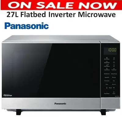 Panasonic Flatbed Inverter Microwave 27L  W/ LED Light 16 Programs 1000W Stainle • $359