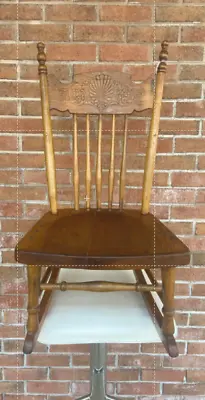 Antique Child's Rocking Chair Oak Wooden Farmhouse Handmade Victorian Floral  • $199