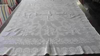 Vintage Cotton Rectangle  White  Lace Tablecloth 127  Cms X 107 Cms • $22