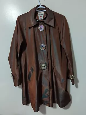 Vintage Moschino Metallic Brown Trench Jacket Lightweight  Women Fits L/XL • $59.49