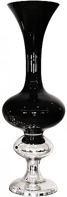 £249.99 • Buy Large Chrome Argentina Display Floral Vase / Black High Glass Finish 93cm 