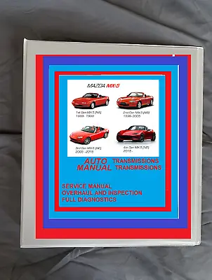 MAZDA MX5 MIATA  Manual & AUTO Transmission SERVICE Rebuild Overhaul Manual • $41