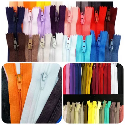 Closed End Nylon No3 Zips All Sizes Any Colours Wholesale Packs Of 10 Zips  • £3.99