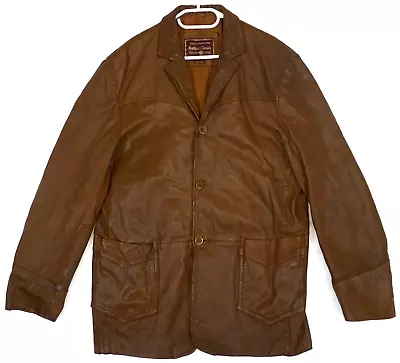 Marlboro Classics Brown Goatskin Leather Jacket Men's Size XXL 2XL • $69.01