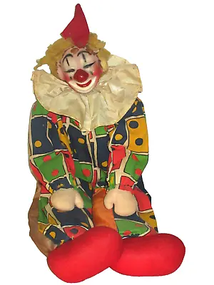 Vintage Clown Doll Rubber Face Cloth Body Unknown Maker     (GB1). • $39