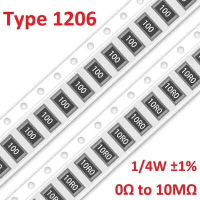 1206 SMD Resistors 1/4W ±1% Type 1206 SMT Resistance 249 Values Can Be Selected • $1.58