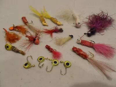 Lot Of Vintage Feather Fishing Jigs And Heads Crappie Perch Panfish Lures • $4