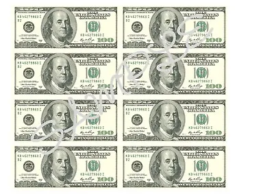 $100 Dollar Bills/Notes USA/American Currency Edible Icing Sheet A4 Cake Toppers • £5.50