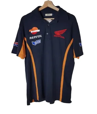 Official Designer Gas Repsol Honda HRC Moto GP Car Racing Polo T Shirt Mens L  • £30.99