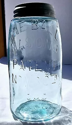  THE BALL  MASON'S PATENT Nov. 30th 1858 Quart Damage Free Strong Embossing • $20