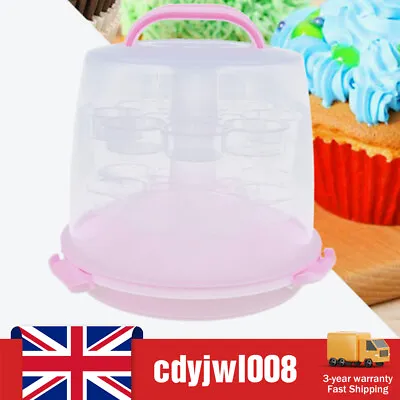 24 Cup Cake Storage 3-Tier Plastic Cupcake Holder Carry Carrier Box + Handle UK • £21