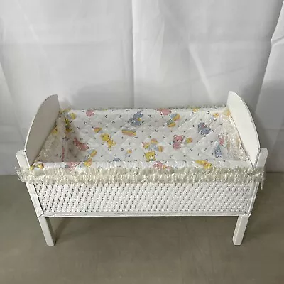 Vintage Retro Wood Wicker  Baby Doll Crib Bed W/Liner 17” Reborn Doll Boy Girl • $29.99