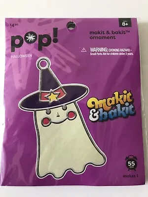 Makit & Bakit Halloween Ghost Wearing A Witches Hat  Suncatcher Ornamnent Kit Ni • $15.99